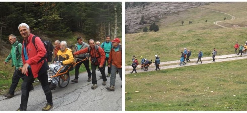 Montagna accessibile grazie alle joelette: escursione a malga Cambrocoi organizzata dalla sezione Sat di Pergine